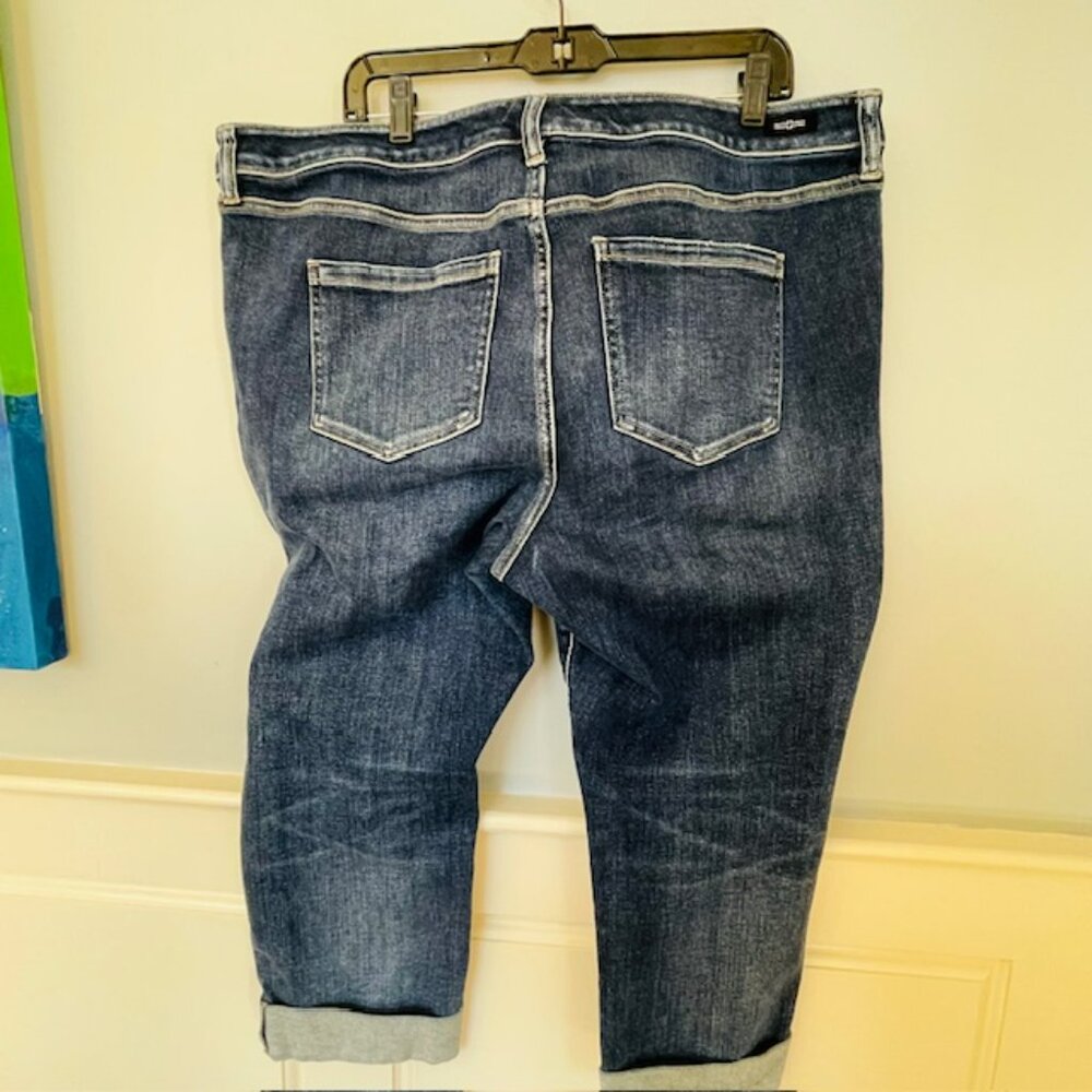 Liverpool Charlie Stretch Denim Mid-Rise Crop Leg Wide Rolled Cuff Jeans 16W - Picture 6 of 10